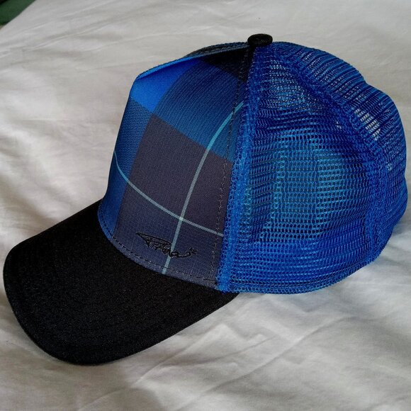 Black & Blue Plaid Cotton & Mesh Adjustable Baseball Cap - Picture 3 of 5